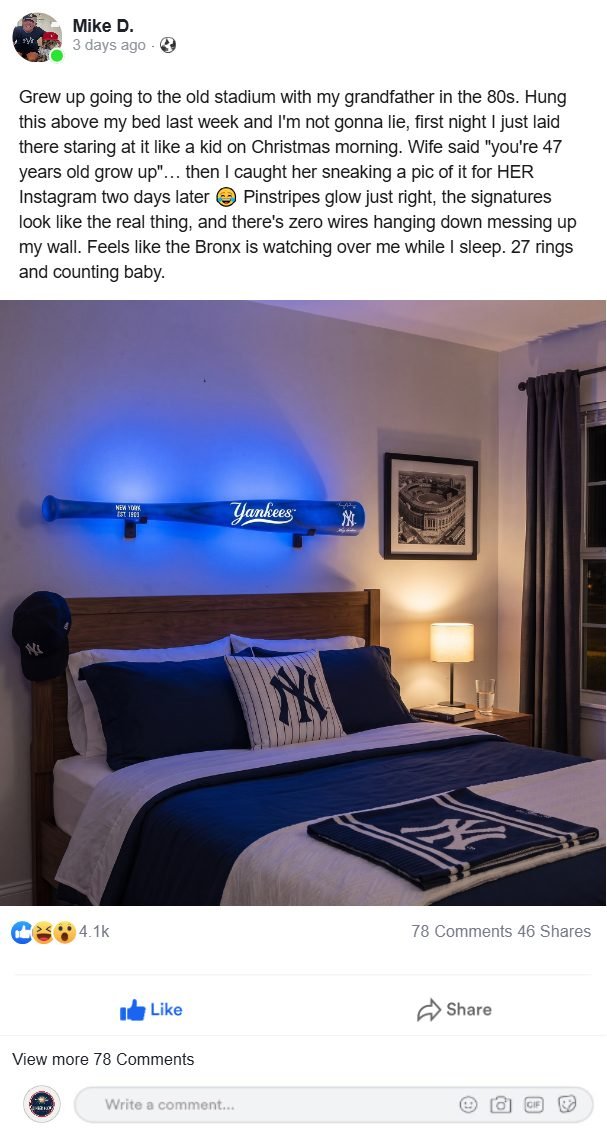 Customer comment about the Lumber Glow bat