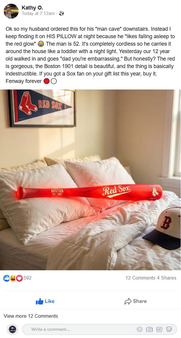 Customer comment about the Lumber Glow bat